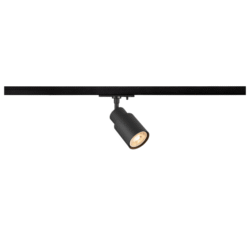 Spot sur rail monophasé GU10 noir, configuration visible
