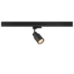 Spot sur rail triphasé GU10 noir, configuration visible
