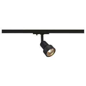 Spot orientable GU10 noir fixé sur rail avec tête cylindrique et intérieur doré