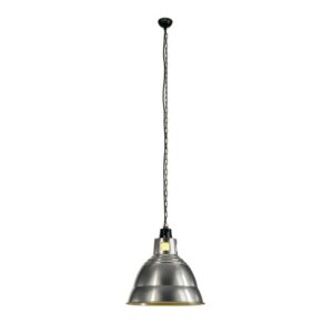 Suspension industrielle aluminium avec abat jour métallique E27 et câble noir