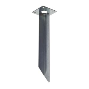 Piquet métallique gris anthracite pour lampadaire extérieur avec plaque de fixation carrée