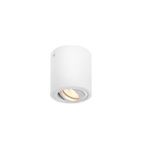 Plafonnier cylindrique blanc orientable pour spot GU10 avec finition métallique