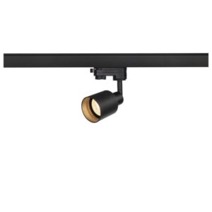 Spot orientable noir sur rail triphasé avec douille GU10