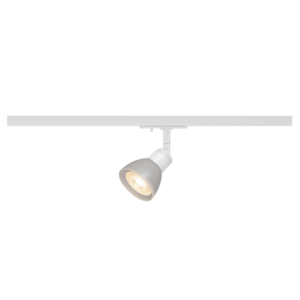 Spot orientable blanc pour rail monophasé avec douille GU10