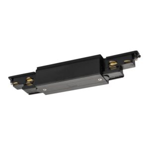 Raccord rail triphasé DALI noir avec alimentation pour système S-track
