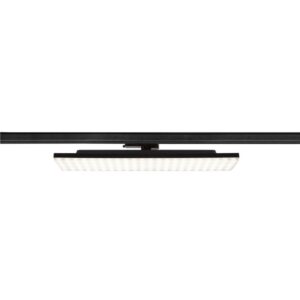 Spot rectangulaire noir sur rail triphasé avec diffuseur blanc et LED 4000K