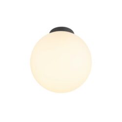 Plafonnier rond 30 noir E27 verre opale, configuration visible