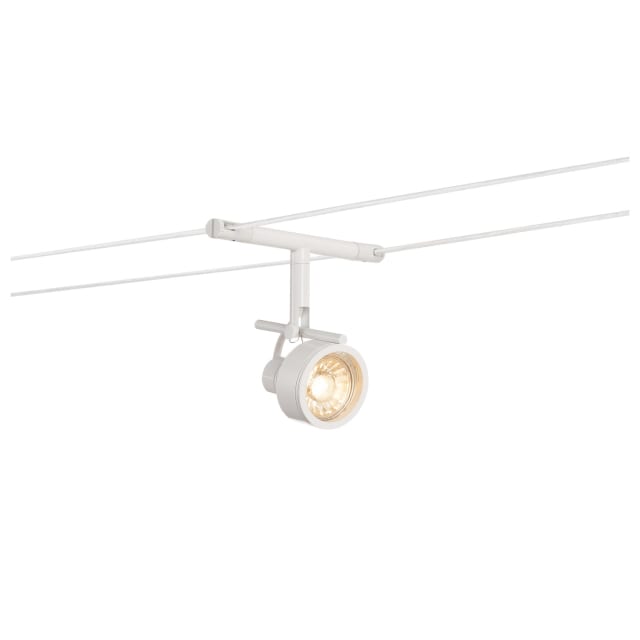 SLV Belgium Saluna spot câble blanc Spot orientable blanc G5 3 monté sur câble avec tête cylindrique et lampe visible
