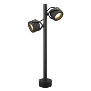 Borne extérieure noire orientable avec deux spots cylindriques et socle rond