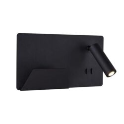 SLV Belgium - Somnila spot applique apparente LED indoor 3000 K noire version à gauche USB - 1003455