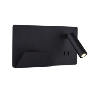 SLV Belgium - Somnila spot applique apparente LED indoor 3000 K noire version à gauche USB - 1003455