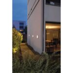 Applique extérieure anthracite ronde éclairant le mur en faisceau vers le bas