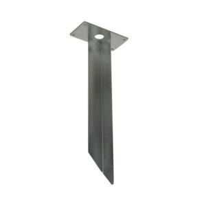 Piquet de sol métallique gris avec platine de fixation pour lampadaire extérieur