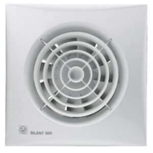 Extracteur mural carré blanc avec grille circulaire SILENT 300 pour salle de bains et WC