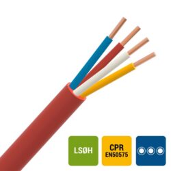 Détails visibles de Câble de signalisation LS0H intérieur rouge 2x0,8 mm pour Câbles résistants au feu