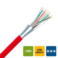 Câble téléphonique LS0H blindé rouge, configuration visible