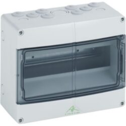 Coffret modulaire 12 modules avec borne PE/N, configuration visible