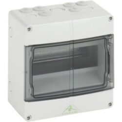 Coffret modulaire 9 modules avec bornes PE/N, configuration visible
