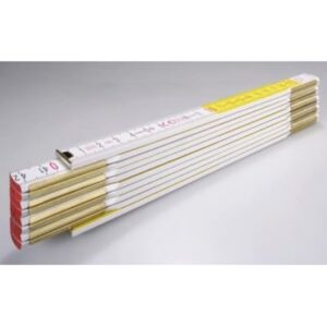 Mètre pliant en bois blanc jaune 2 m graduation mm articulé