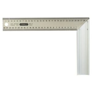 Équerre de menuisier inox graduée 400×200 mm avec lame perforée et semelle métallique
