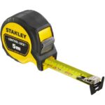 Mètre ruban 5 m x 25 mm boîtier jaune et noir avec ruban jaune gradué et crochet métallique