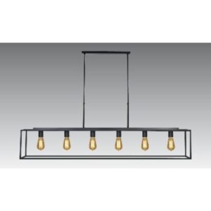 Suspension rectangulaire noire à cadre ouvert avec six douilles apparentes