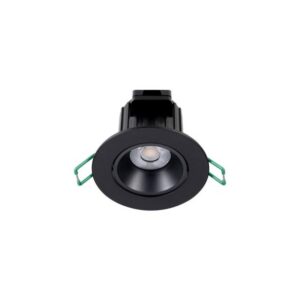 Spot encastrable noir en aluminium avec LED centrale et ressorts de fixation verts