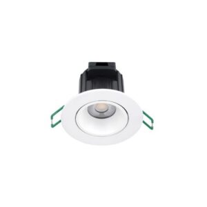 Spot encastrable rond blanc avec LED centrale et ressorts de fixation latéraux