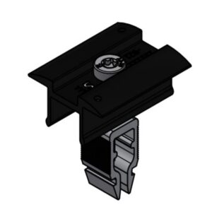 Pince centrale large noire anodisée pour modules 30 à 40 mm avec fixation métallique