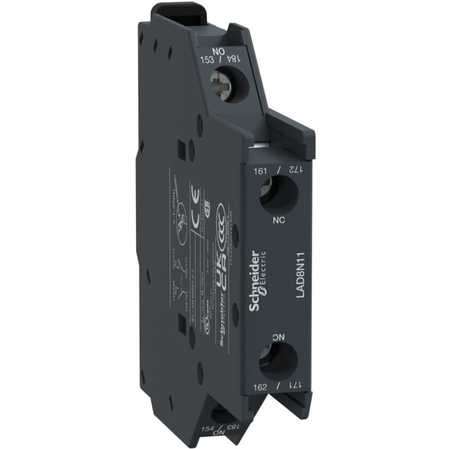 Schneider Automation - Bloc de contacts auxiliaires - 1NO + 1NC - bornes à vis-étriers - LAD8N11 Schneider Automation - Bloc de contacts auxiliaires - 1NO + 1NC - bornes à vis-étriers - LAD8N11