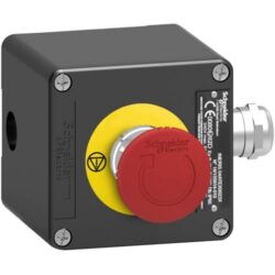 Boîtier arrêt d’urgence ATEX en métal, configuration visible