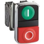Schneider Automation - Bouton-poussoir double Ø 22 - ressort de rappel - vert + rouge - 1NO+1NC - 24V - - XB4BL73415