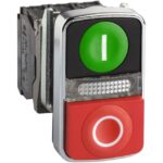 Schneider Automation - Bouton-poussoir double Ø 22 - ressort de rappel - vert+rouge
