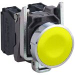 Schneider Automation - Bouton-poussoir jaune Ø22 - à impulsion affleurant - 1F - XB4BA51