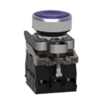 Schneider Automation - Bouton-poussoir lumineux bleu Ø22 - à impulsion affleurant - 240V - 1O+1F - XB4BW36M5 – Image 8