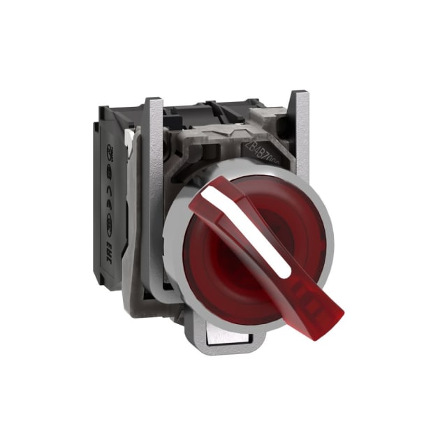 Schneider Automation - Bouton tournant lumineux rouge Ø22 - à manette - 2 positions - 24V - 1O+1F - XB4BK124B5 Schneider Automation - Bouton tournant lumineux rouge Ø22 - à manette - 2 positions - 24V - 1O+1F - XB4BK124B5