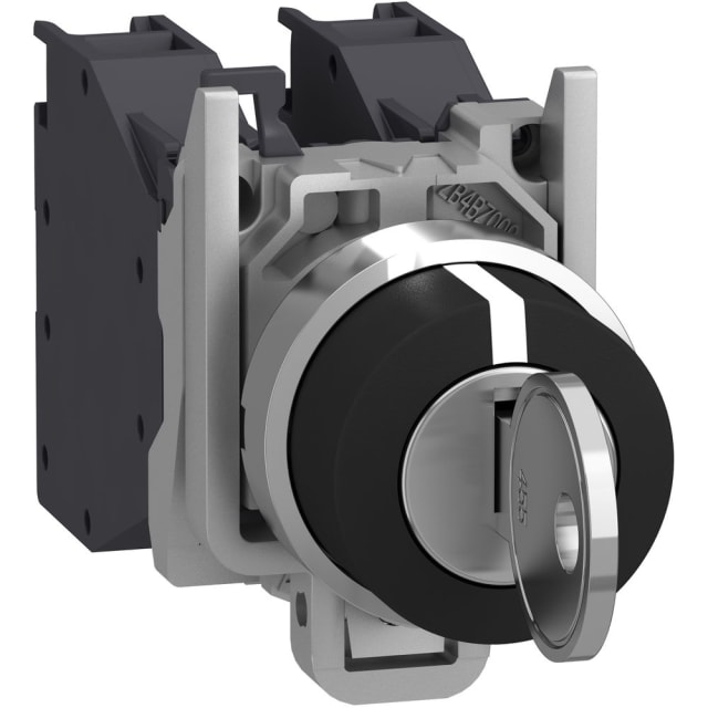 Schneider Automation - Bouton tournant noir Ø22 - à serrure - 3 positions - 2F - XB4BG03 Schneider Automation - Bouton tournant noir Ø22 - à serrure - 3 positions - 2F - XB4BG03