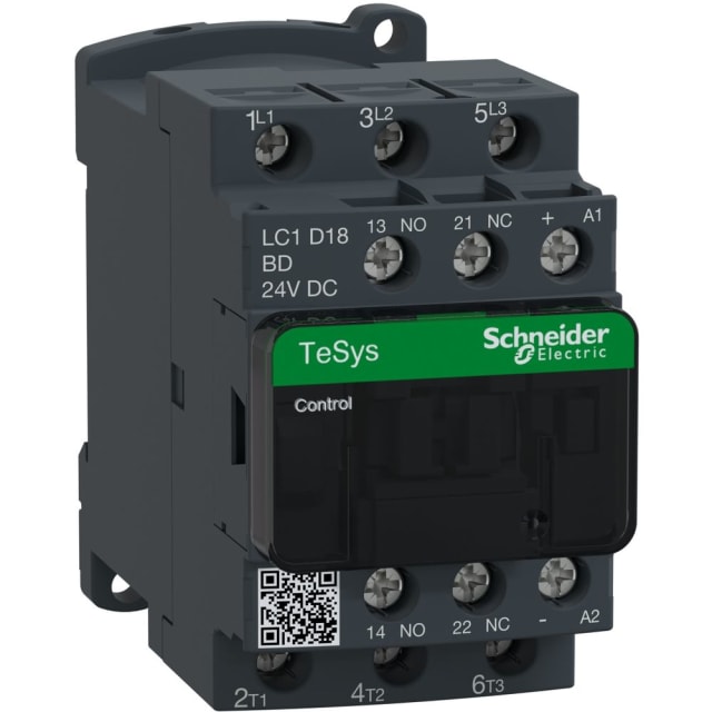 Schneider Automation - Contacteur 18A AC-3 - 3P 1NO 1NC - 24V DC - LC1D18BD Schneider Automation - Contacteur 18A AC-3 - 3P 1NO 1NC - 24V DC - LC1D18BD