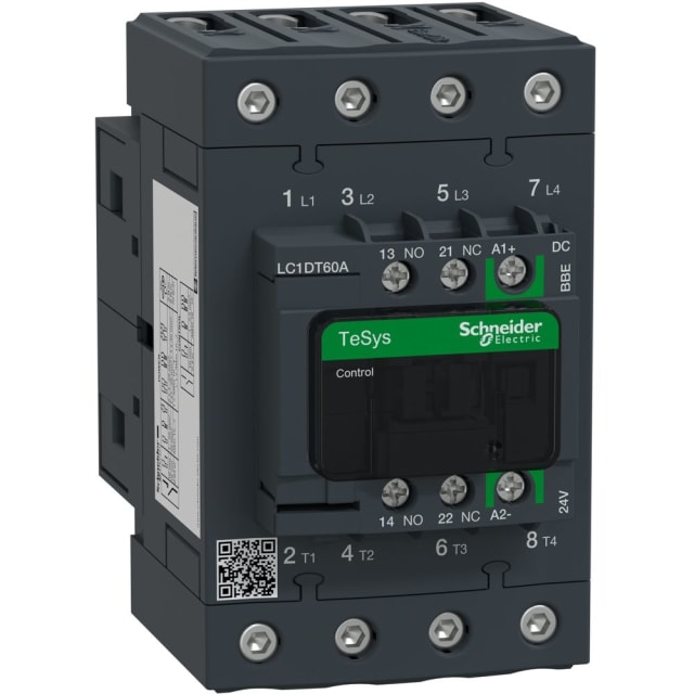 Schneider Automation - Contacteur TeSys D 4P 60A AC-1 jusqu'a 440V bobine 24V CC Everlink - LC1DT60ABBE Schneider Automation - Contacteur TeSys D 4P 60A AC-1 jusqu'a 440V bobine 24V CC Everlink - LC1DT60ABBE