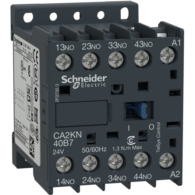 Schneider Automation - Contacteur auxiliaire - 4NO + 0NC - 10A - 230V 50...60Hz AC - CA2KN40P7 Schneider Automation - Contacteur auxiliaire - 4NO + 0NC - 10A - 230V 50...60Hz AC - CA2KN40P7