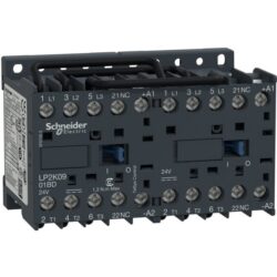 Contacteur inverseur 9A 3P 24V DC 1NC, configuration visible