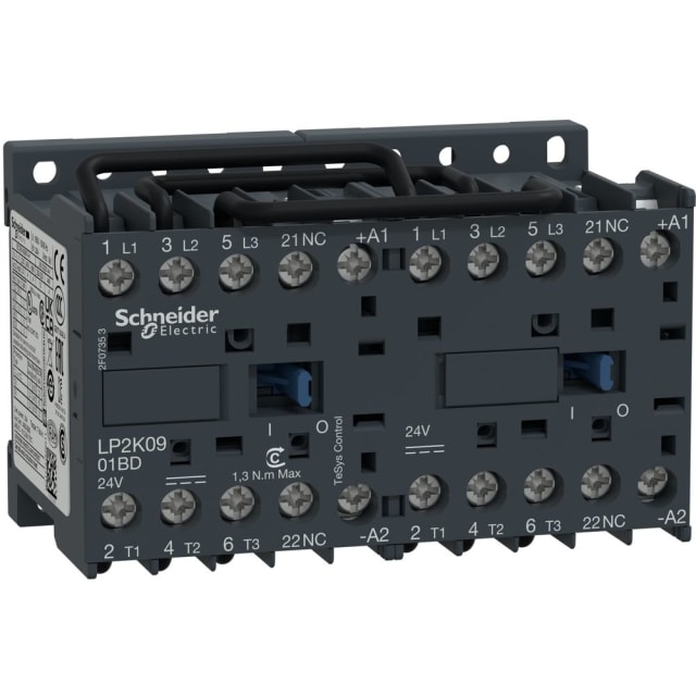 Schneider Automation - Contacteur inverseur 9A AC-3 - 3P 1NC - 24V DC - LP2K0901BD Schneider Automation - Contacteur inverseur 9A AC-3 - 3P 1NC - 24V DC - LP2K0901BD