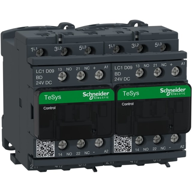 Schneider Automation - Contacteur inverseur 9A AC-3 - 3P 1NO 1NC - 24V DC - LC2D09BD Schneider Automation - Contacteur inverseur 9A AC-3 - 3P 1NO 1NC - 24V DC - LC2D09BD