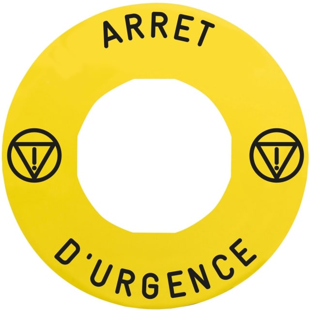 Schneider Automation - ÉTIQUETTE JAUNE ARRET D'URGENCE 60MM ZBZ3605 - ZBY9130T Schneider Automation - ÉTIQUETTE JAUNE ARRET D'URGENCE 60MM ZBZ3605 - ZBY9130T