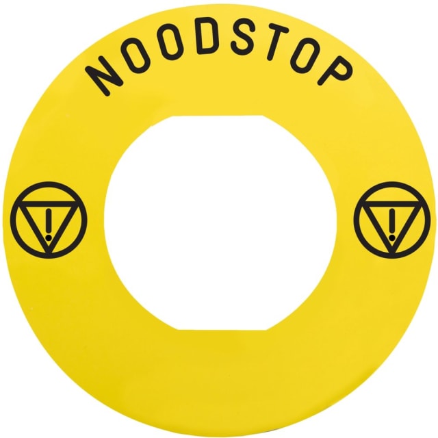 Schneider Automation - Étiquette - NOODSTOP (logo ISO13850) - Ø60 - jaune - ZBY9530M Schneider Automation - Étiquette - NOODSTOP (logo ISO13850) - Ø60 - jaune - ZBY9530M