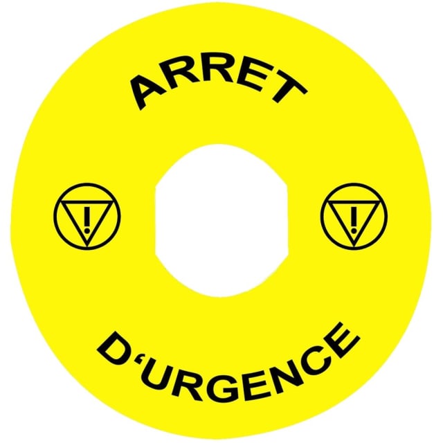 Schneider Automation - Etiquette - Ø22 - ARRET D'URGENCE - Ø90mm - jaune - ZBY8130 Schneider Automation - Etiquette - Ø22 - ARRET D'URGENCE - Ø90mm - jaune - ZBY8130