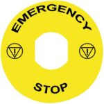 Schneider Automation - Etiquette - Ø22 -EMERGENCY STOP - Ø90mm - jaune - ZBY8330