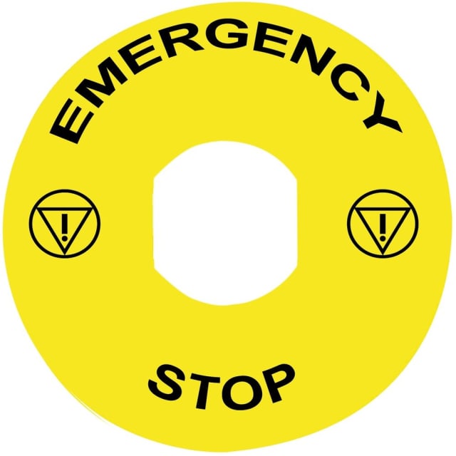 Schneider Automation - Etiquette - Ø22 -EMERGENCY STOP - Ø90mm - jaune - ZBY8330 Schneider Automation - Etiquette - Ø22 -EMERGENCY STOP - Ø90mm - jaune - ZBY8330