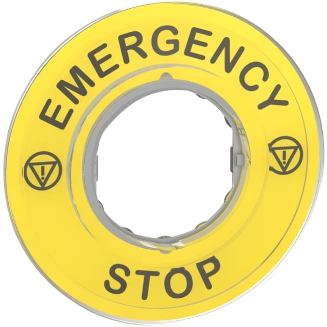 Schneider Automation - Légende Ø60mm - EMERGENCY STOP - jaune - ISO13850 - ZBY9320 Schneider Automation - Légende Ø60mm - EMERGENCY STOP - jaune - ISO13850 - ZBY9320