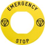 Schneider Automation - Légende Ø60mm - EMERGENCY STOP - jaune5 - ISO13850 - ZBY9330M